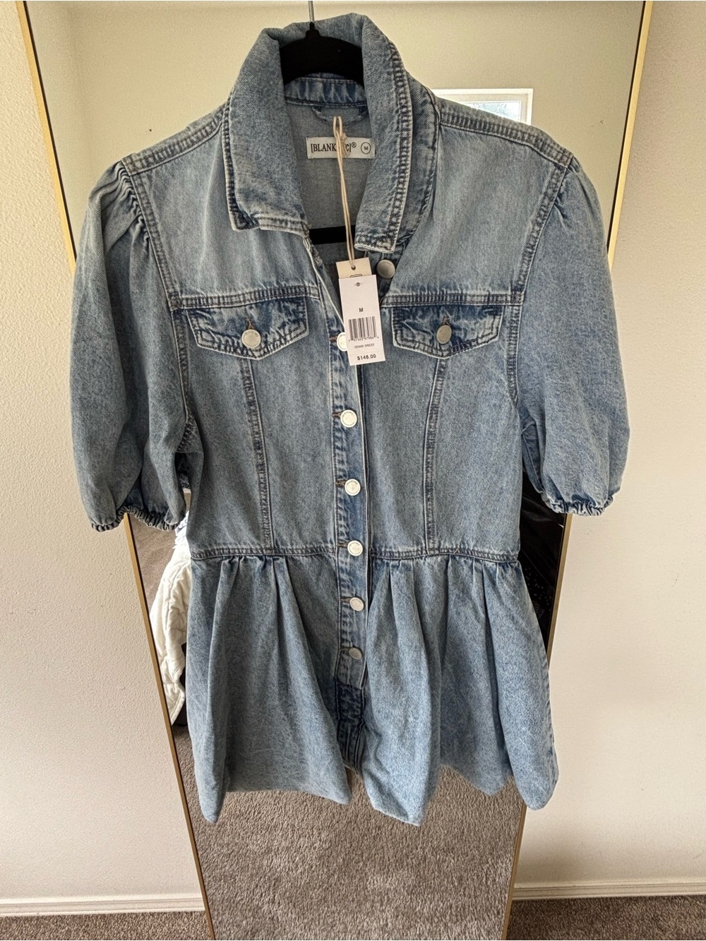 Blank NYC Light Wash Denim Button-Front Dress